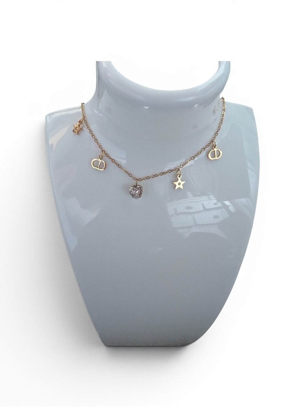 Gold Charm Bracelet with Star and Heart Accents - Unbranded